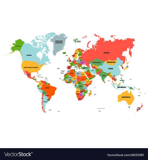 Colorful Hi Detailed World Map Complete With All Vector Image