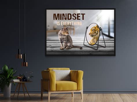 Mindset Is Everything Quote Poster Cat And Tiger Design Etsy
