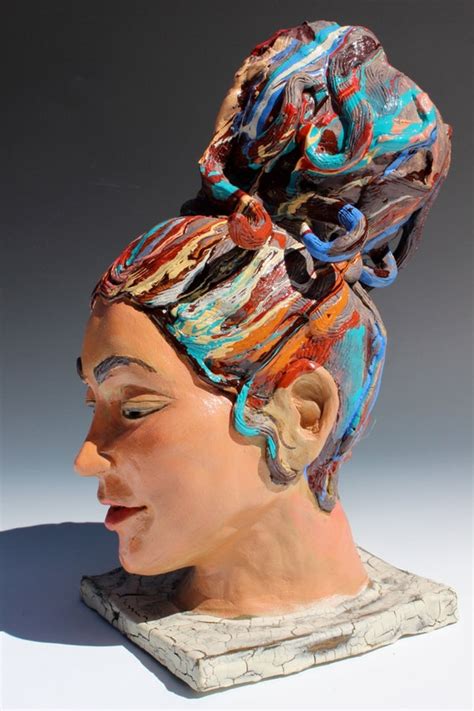 Ceramic Bust Portrait Sculpture Head Of A Woman Flowing