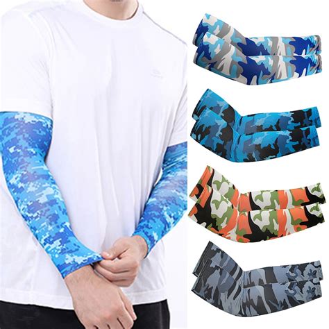 D Groee Pcs Uv Protection Cooling Arm Sleeves Elastic Anti Slip Polyester Arm Cover For Men