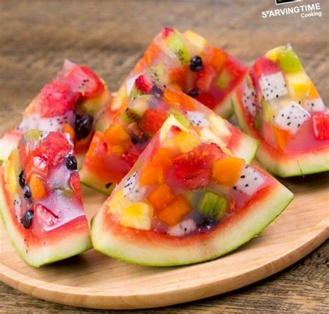 Slices Of Jello And Fruit Filled Watermelon Watermelon Jello