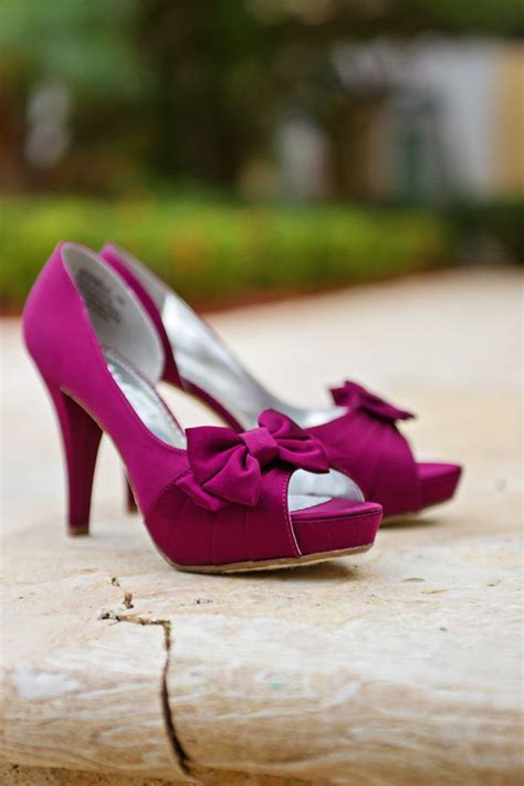 Eastside Of Eden Photography Bridal Shoes Magenta With Bows Miami Florida Bridal Shoes