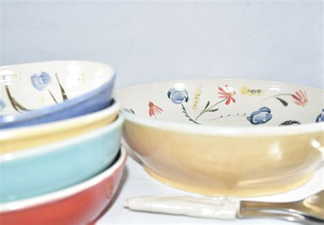 Buy Hand Made Handmade Art Bowls Pasta Bowl Set With Six Pasta Dishes And One Serving Bowl Made