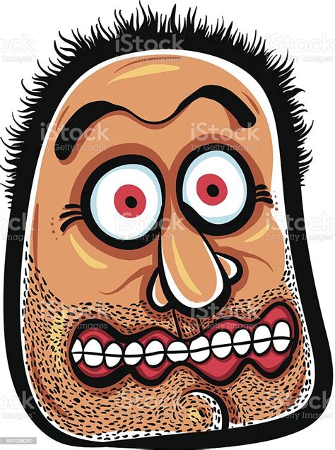 Shocked Cartoon Face With Stubble Vector Illustration Stock