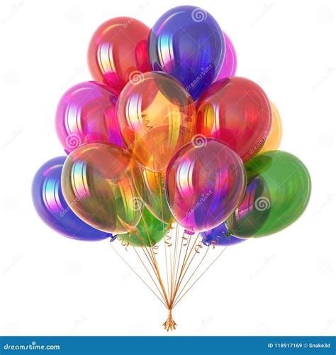 Colorful Helium Balloons Classic 3d Illustration Stock Illustration