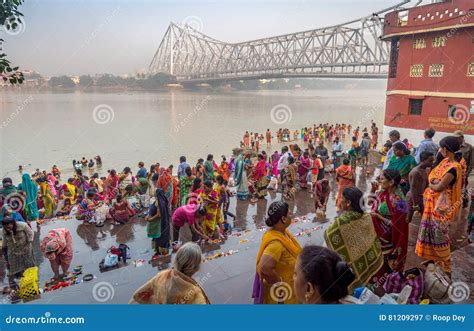Devotees Gather At The Ganges River Bank At Kolkata Editorial