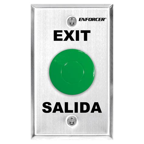 Request To Exit Plate With Green Mushroom Cap Push Button Exit And