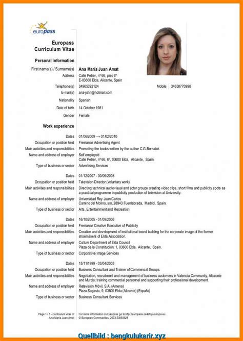 Europass cv offers a free template to create a curriculum vitae valid all over europe. Oben Cv European Format English, Example Word Model Online ...