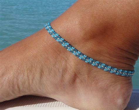 ankle bracelet turquoise beaded anklet ladder chain ankle bracelet seed bead anklet beach