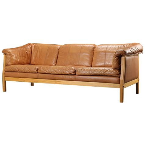 Danish Modern Caramel Leather Sofa At 1stdibs