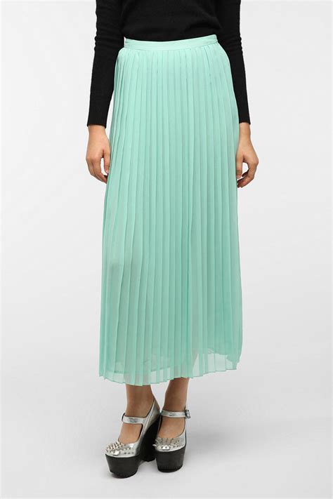 Lyst Urban Outfitters Sparkle Fade Pleated Chiffon Maxi Skirt In Green