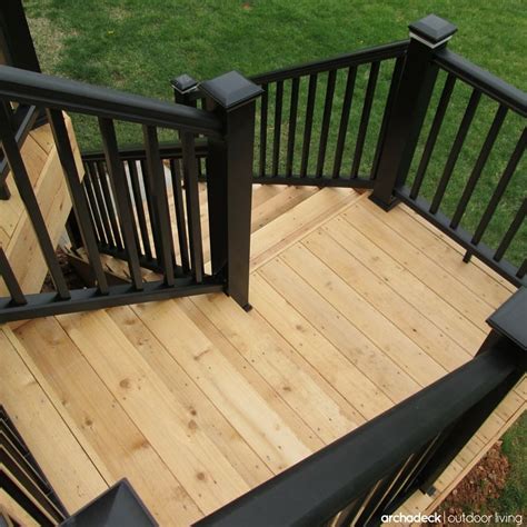 Enhance your deck project with the cascadia western red cedar railing system. Black railing with a cedar boards inspires a modern look for a classic deck design. | 7 Deck ...