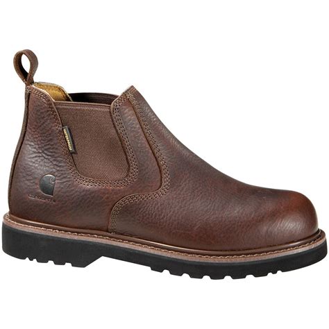 Mens Carhartt® 4 Romeo Waterproof Steel Toe Pull On Work Boots Dark