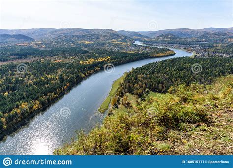 River Rock And Autumn Forest View From Above Stock Image Image Of