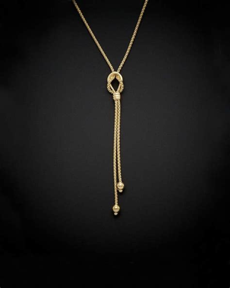 14K Italian Gold Lariat Necklace | Gold lariat necklace, Gold necklace, Gold necklace set