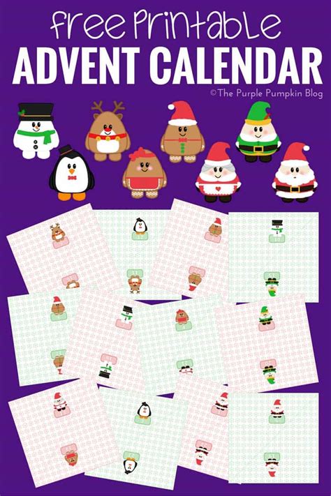Free Printable Advent Calendar Christmas Countdown The Purple
