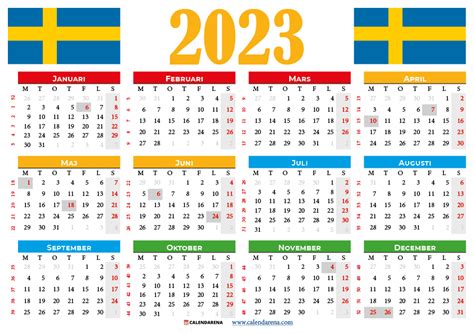 Kalender 2023 Sverige Med Helgdagar Och Veckonummer