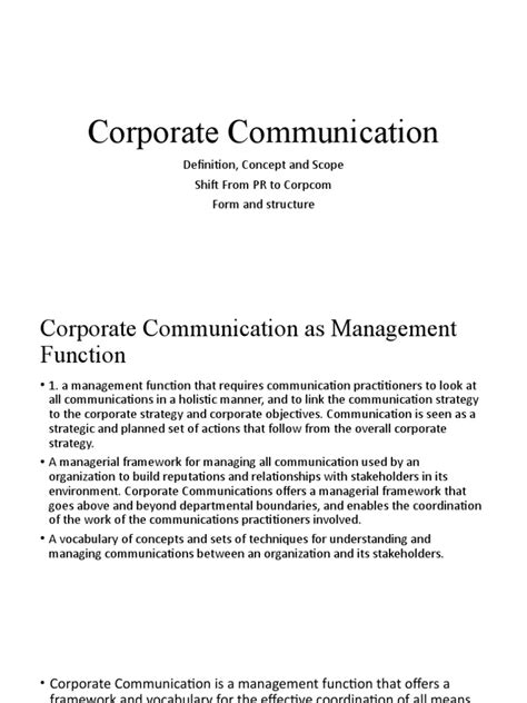 Defining Corporate Communication Pdf Communication Public Relations