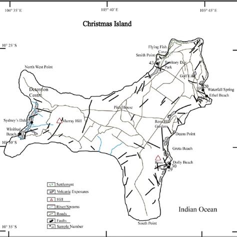 A Map Of Christmas Island Showing The Location Of Volcanic Sites