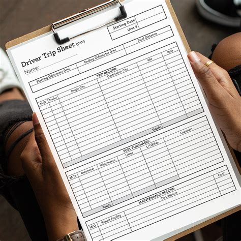 Truck Driver Trip Sheet, Canadian Trucker Trip Sheet, Metric Driver