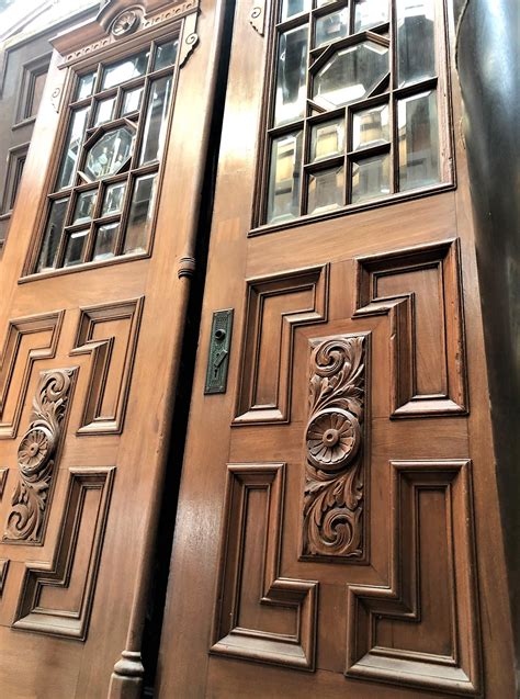 Antique Mahogany Exterior Double Front Doors Circa 1880s 08 17 23