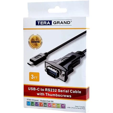 Tera Grand Usb C To Rs232 Serial Db9 Adapter Cable With Thumbscrews