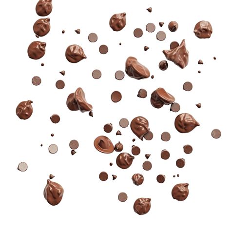 Chocolate Chips Morsels Or Drops Falling Flying Isolated Texture Food