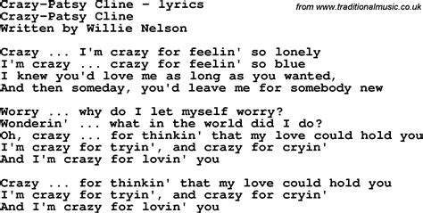 Love Song Lyrics Forcrazy Patsy Cline