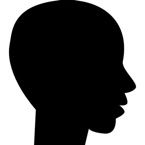 vista lateral de la cabeza la silueta en negro de forma calva masculina icono gratis