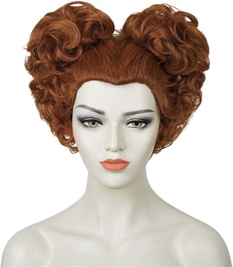 Women Red Brown Wig Atayou Short Curly Reddish Brown Wig With 2 Detachable Buns Women Adults