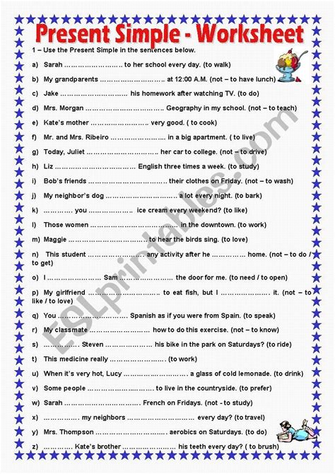 This Is A Great Worksheet To Teach Your Students About The Present