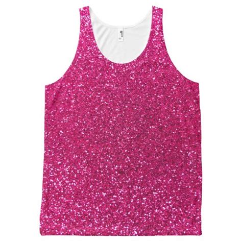 neon hot pink glitter all over print tank top zazzle