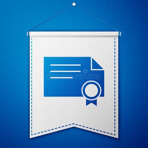 Blue Certificate Template Icon Isolated On Blue Background Achievement