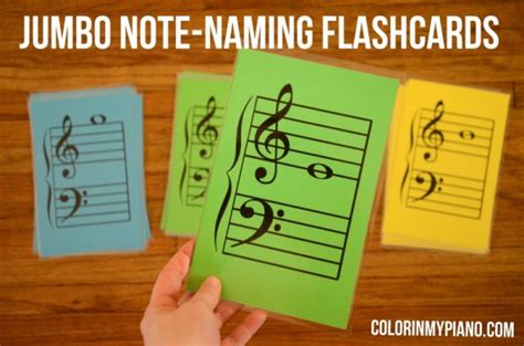 Jumbo Note Naming Flashcards Color In My Piano