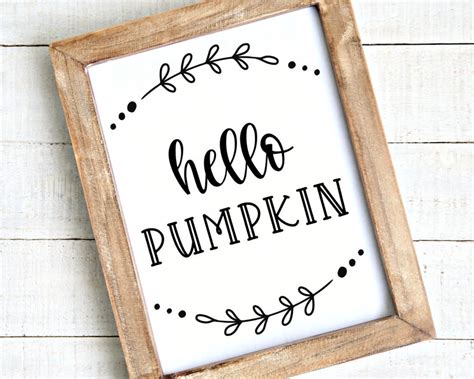 Hello Pumpkin Printable Autumn Printable Fall Wall Art Etsy