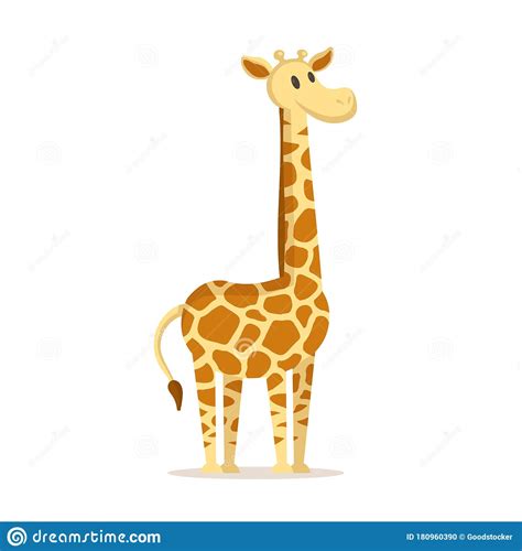 Cute Cartoon Giraffe Standing Cartoon Character Flat Vector