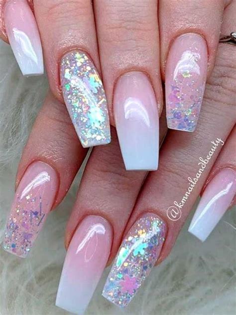 Acrylic Nails Coffin Glitter Glitter French Manicure Spring Acrylic