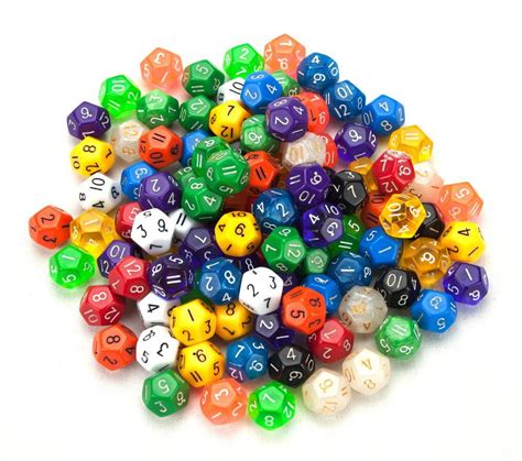 100 Pack Of Random D12 Polyhedral Dice In Multiple Colors By Contains