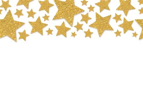 Border With Gold Stars Of Sequin Confetti Stock Image Everypixel