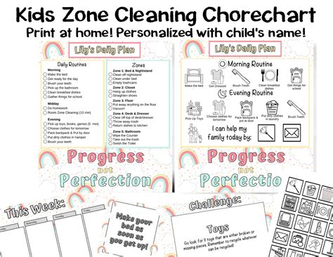 Kids Zone Cleaning Chore Chart Flylady Kids Printables Etsy