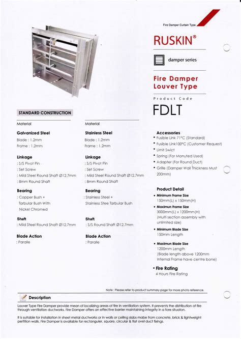 Fire Damper Louver Type Ruskin M Sdn Bhd