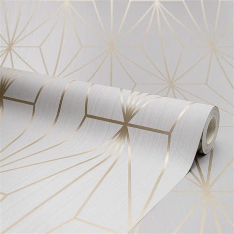 Arna Geo Wallpaper In Grey And Gold Grey And Gold Wallpaper Gold