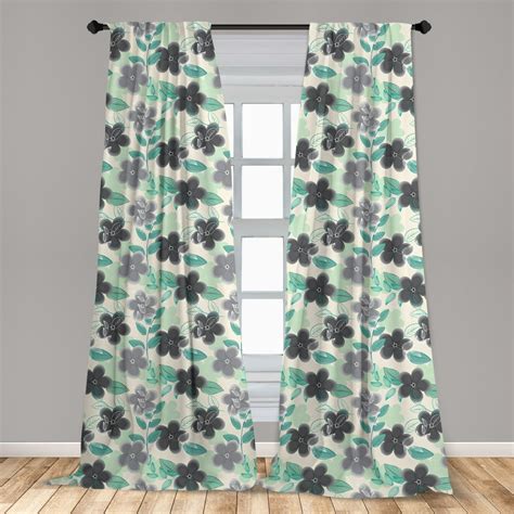 Floral Curtains 2 Panels Set Abstract Nostalgia Pattern With Retro