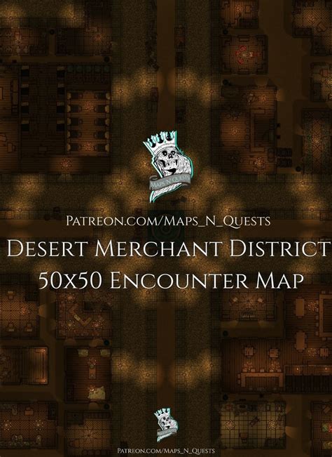 Desert Merchant District 50x50 Ttrpg Encounter Map By Maps N Quests