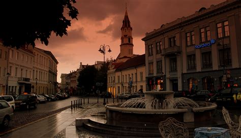Filevilnius Town Hall Square In A Rainy Evening Lithuaniajpeg