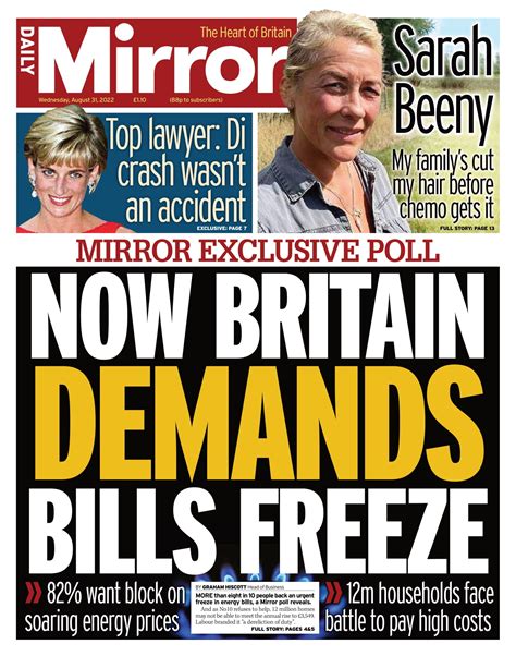 Daily Mirror Front Page 31st Of August 2022 Tomorrow S Papers Today