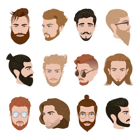 Men Hairstyle Collection 471937 Vector Art At Vecteezy