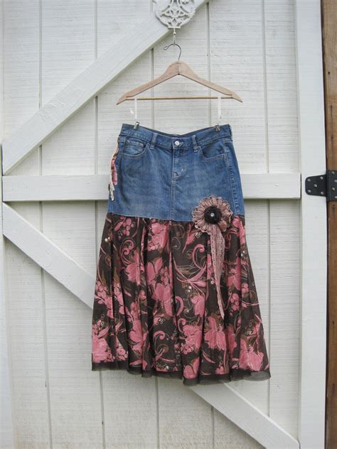 Boho Cowgirl Skirt Prairie Skirt Denim Denim Cowgirl Skirt Long