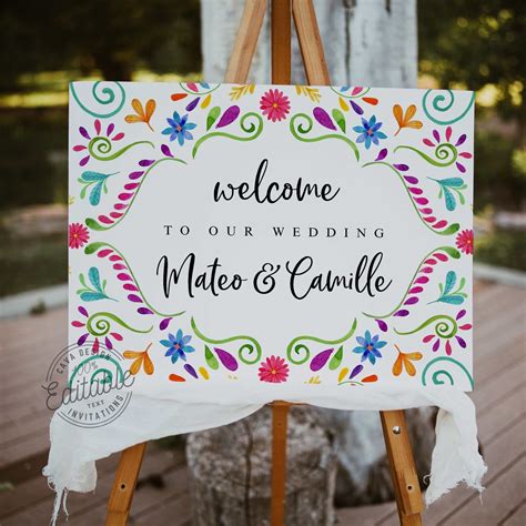 Fiesta Wedding Welcome Sign Fiesta Party Welcome Poster Mexico Theme
