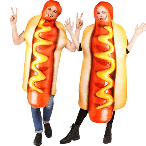 Halloween Adult Funny Hot Dog Jumpsuit Adult Hot Dog Cosplay Costume
